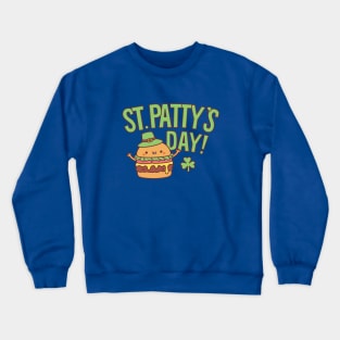 Funny St Patty's Day Burger Patty Leprechaun Hat Crewneck Sweatshirt